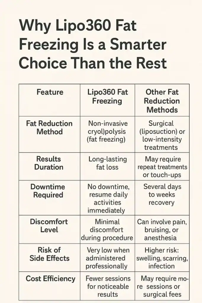 Is it possible to permanently freeze fat cells? 2 Table showing benefits of fat freezing to remove fat cells Maplehurst from Lipo 360