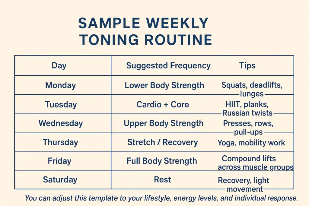 Achieving the Perfect Tone: How Often Should You Exercise for Results? 4 Weekly exercise Maplehurst plan graphic